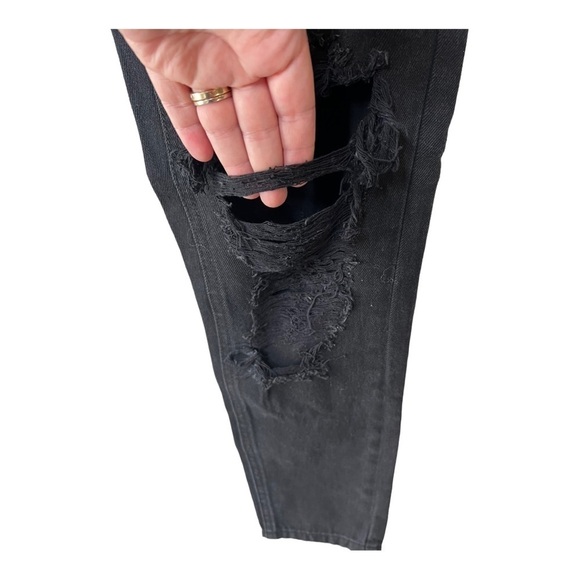 AFRM Black Cyrus Super High Rise Distressed Ripped Jeans Style ARVB021405 - Picture 6 of 11